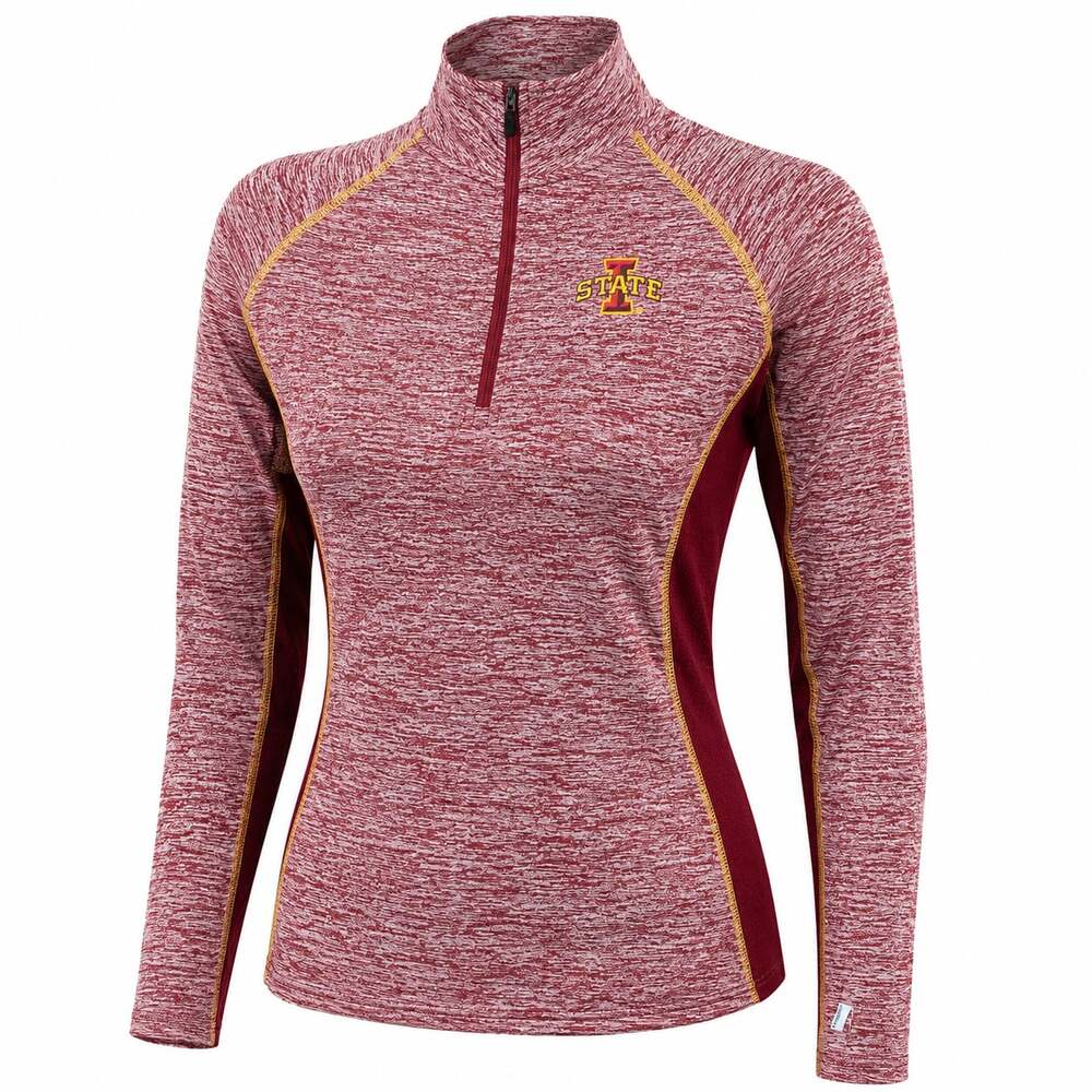 Iowa State Cyclones Athletic Women Med Red 1/4 Zip Pullover Long Sleeve Shirt